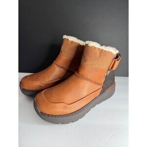 UGG City Mini Men's Brown Leather Waterproof Boot Cold Weather Fur EU 43 US 10